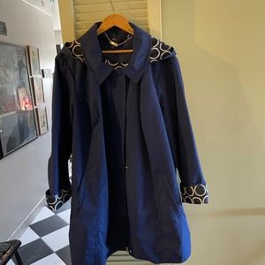 Dennis Basso Dark Blue All Weather Coat, Size 2X